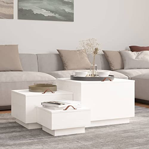LAPOOH Aufbewahrungsboxen mit Deckeln 3 STK. Weiß Massivholz Kiefer, Spielzeugkiste, Aufbewahrungskiste, Kleideraufbewahrung, Kleideraufbewahrung & Organisation