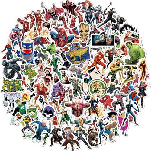 Powmag Sticker Set Junge, Superhelden Kinder Aufkleber, 100 pcs Wasserfeste Vinyl Graffiti Decal Sticker, Sticker Jungs Kid Stickers
