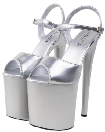 EZILITA Tn-094 - Sandali da donna con plateau, argento, 37 EU