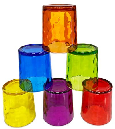 AKITAInk Bicchieri acqua vetro colorati Set 6 Bicchieri, 6 pezzi, Vetro, Multicolore (6 BICCHIERI MODELLO GIOIA)