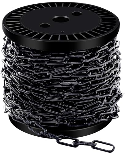 50 ft 1/12 Metal Hanging Chains Fixture Chain Decorative Black Chain Light Duty Chain Utility Chains for Hanging Plants, Basket, Light Fixture, Chandelier, Lamp (2mm 50ft)