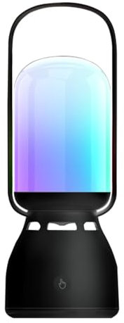 Aiworthy LED Tischlampe mit Bluetooth Lautsprecher und TWS Funktion, Touch-Dimmbar mit 11 Farbwechsel Optionen Ideal als Nachttischlampe, Stimmungslicht und Musikbegleiter für Schlafzimmer (Black)