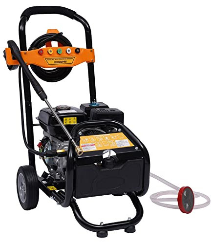 Limpiador de alta presión de gasolina, 170 bares, 7,5 CV, máquina de limpieza profesional, autocebante, manual de superficies, motor profesional, set con 5 boquillas y manguera