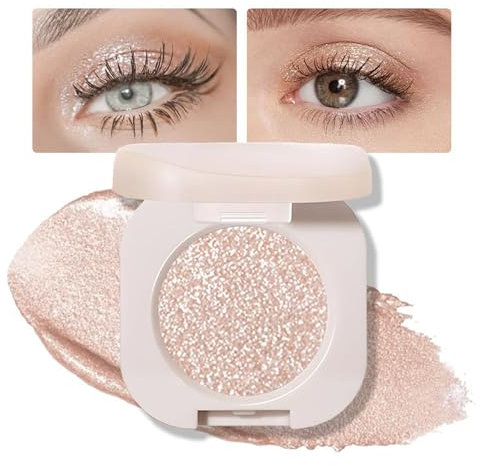 BelleVive Glittler Ombre à paupières, Ombre à paupières légèrement chatoyante, ombre à paupières pailletée pressée, Glittle Ombre à paupières poudre pressée mate vegan unique; Sans talc, sans paraben