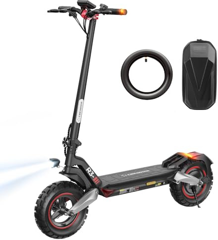 E-scooter med trafikgodkänd, max 100 km räckvidd, 48 V/15,6 AH 10 tums offroad elscooter med indikator (EMark) & app, hållbarhet, elscooter för vuxna stad och land, pendling, ersättningsslang