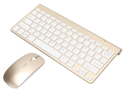 78-Tasten-Tastatur-Maus-Set, schlanke, geätzte Tastenkappen, 2,4 g, volle Größe, ergonomische, leise Tasten für PC/Laptop//Mac (Gold)