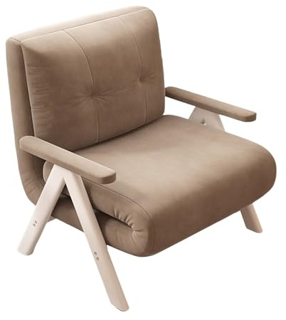 Schlafsessel mit Bettfunktion, Chaiselongue mit Verstellbare Rückenlehne, Metallrahmen Sofabett Gästebett für Kleine Räume, Zuhause, Büro(Khaki)