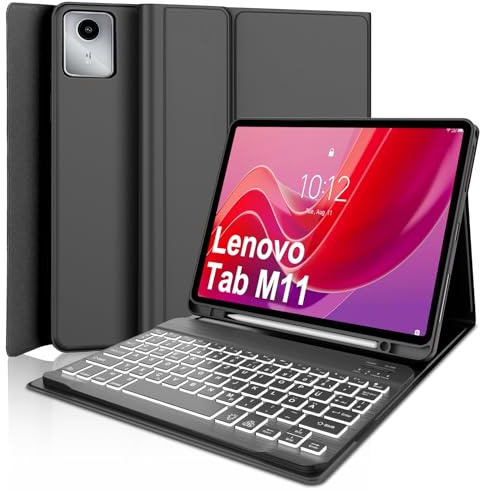 WINCHKING Funda Teclado para Lenovo Tab M11 11 Pulgadas 2024 | Iluminación de 7 Colores, Magnético Bluetooth Teclado Funda para Tablet Lenovo Tab M11 11 2024, QWERTY Español Ñ, Negro