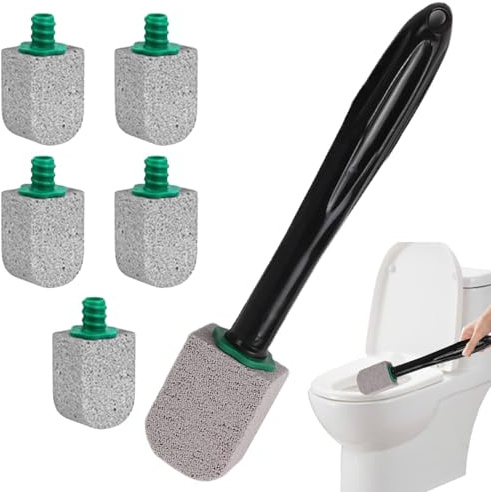 Brosse de nettoyage pour WC - Brosse de nettoyage pour cuvette de WC - Gomme - Accessoire de nettoyage en profondeur - Pas de rayures - Brosse de nettoyage pour cuvette de toilettes avec têtes de