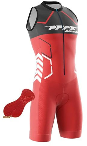 FFFF & OLFEH Herren Triathlonanzug Gepolstert Einteiler Ärmellos Pro Triathlon-Anzug Rennsport Trisuit Kurzarm Radsportanzug für Radfahren Schwimmen Laufen (P9,3XL)
