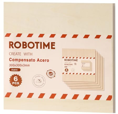 ROBOTIME Hojas de madera contrachapada de arce sin terminar, 6 piezas de 300 x 300 x 3 mm, tablero de madera en blanco para manualidades, pintura de bricolaje, posavasos, modelismo, decoración del