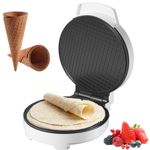 Electric Waffle Cone Maker, 1000w Ice Cream Cone Machine, 7.5-inch Non-stick Stainless Steel Mould, Double Side Heating, Egg Rolls Nonstick Dessert Baking Pan Kitchen Cooking