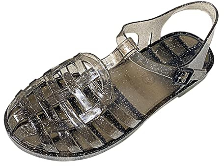 Sandali da Donna in Gomma,Sandali Unisex in plastica Trasparenti,Scarpe da Spiaggia Classici con Fibbia Trasparenti,Stivali di Gomma in plastica Cristallo per Casa