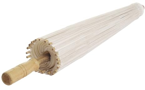 Hemobllo Ombrello di Carta Bianco, Parasole Giapponese in Carta e Legno, Fai da Te Dipinto a Mano, Accessorio per Foto e Matrimonio
