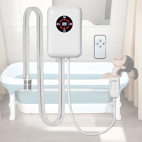 Weyot Mini-Chauffe-Piscine Portable, Chauffe-Seau, Thermostat réglable, température constante de 30 à 43 °C, pour Baignoire, Jacuzzi et Petites piscines gonflablesWhite,22x14.8x7.5cm