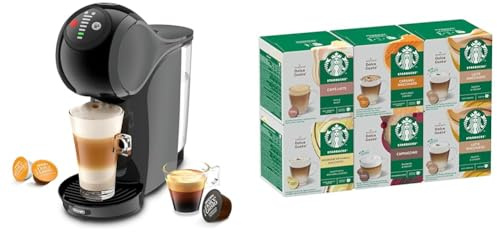 NESCAFÉ Dolce Gusto Genio S Macchina da caffè automatica a capsule, Antracite, Kit Iniziale, Con 6 confezioni assortite di capsule STARBUCKS by NESCAFÉ Dolce Gusto