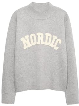 Marks & Spencer Jersey de Cuello Alto con Eslogan para Mujer, Ajuste Normal, con Elasticidad