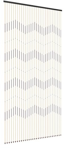 Endingfuny Retro Holzperlenketten TüRvorhang 31Linien Perlenvorhang TüR Vorhang Holzperlenvorhang Fliegenschutz Streifenvorhang Trennvorhang Holz TüR Fadenvorhang Ringe Fliegenvorhang, 220x90cm