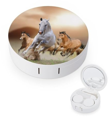 fkgvwo Contact Lens Case Horse Running Contact Lens Box Travel Kit Portable for Travel & Home