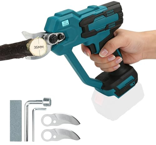 Batteridriven grensax för Makita 18 V, max 35 mm 1 000 W, borstlös motor, grensax, trädgårdssax med LCD-skärräknare, säkringsbrytare för trädgårdsmästare fruktodlare (utan batteri)