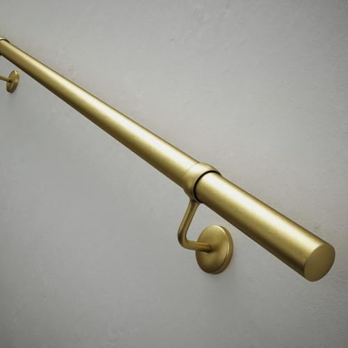 Forgeworks Stair Handrail Kit, 3.6m Steel, Gold | Complete staircase set includes secure round poles, with no need to drill the rails for a quick and simple installation.