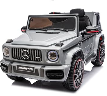 Voiture Électrique Enfant sous Licence Mercedes G63 AMG, Véhicule Électrique 12V, Télécommande de Voiture Électrique / 2+1 Vitesses/Klaxon/LED/Musique/USB, pour Garçons, Filles (Grise)
