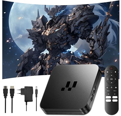 Y1 Android 16 TV Box,2+16 GB,Amlogic S905 Quad-Core,Dispositivo Android 4K HD+Doppio WiFi 2.4/5GHz+Bluetooth,LAN 100,Supporto HD-IN,Dispositivo Smart per TV,per Camera/Ufficio (Telecomando Bluetooth)
