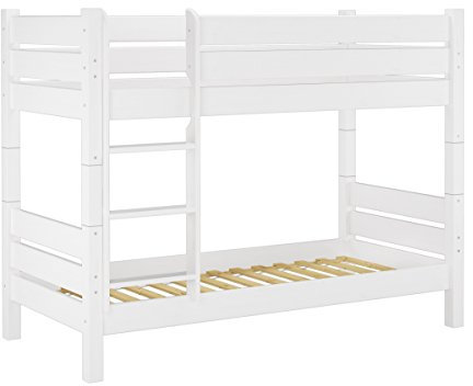 Erst-Holz®Etagenbett für Erwachsene weiß 90x200, Nische 80 cm teilbar, mit 2 Rollroste 60.16-09WT80