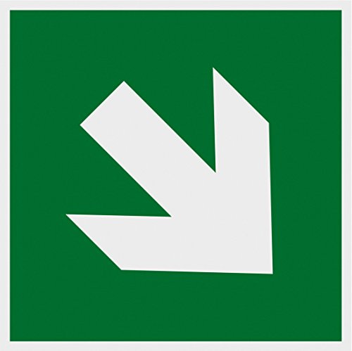 Metafranc Hinweisschild Symbol: Richtungspfeil schräg | 150 x 150 mm – nachleuchtend – Beschilderung – Rettungsweg – Fluchtweg – Notausgang – Sicherheitsmarkierung
