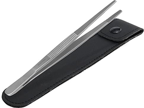 Profi Aquarium Terrarium Pinzette Wasserpflanzen Pflanzenpinzette aus rostfreiem Edelstahl Gerade Futterpinzette mit Innenzahnung Zubehör für Aquarien und Terrarien (16,0 cm)