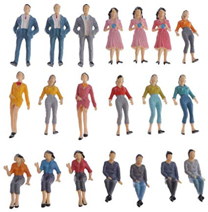 Colcolo 20 Stücke 1:25 O Maßstab Sortiert Miniaturmenschen Modell Figuren für Musterzug Diorama Szenerie Liefert