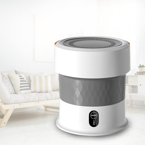 FHKBB Lavatrice Pieghevole con centrifuga Lavatrice a ultrasuoni da 13 Litri con ozono per Uso Domestico da Viaggio in Campeggio, Base Bianca