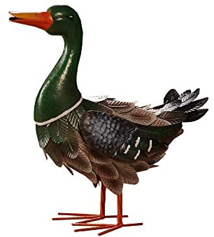 Garden Gear Metal Mallard Outdoor Garden Ornament Height 42cm Decorative Sculpture ideal for Patios Lawns flowerbeds Borders