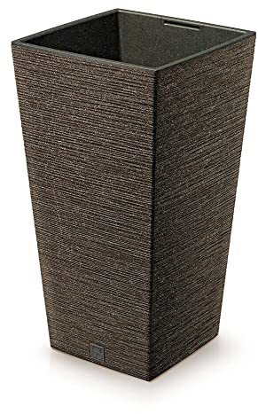 Prosperplast Flower Pot with Insert, Plastic Wood, Coffee Brown, 26,5 cm x2 6,5 cm x 50 cm