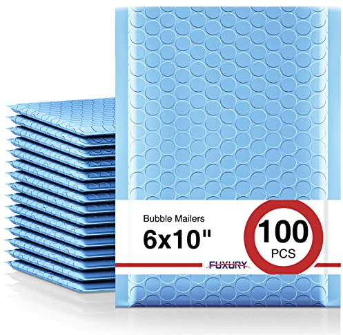 Fuxury 100Pcs Bubble Mailers 6x10 Light Blue Bubble Mailer Thick Shipping Padded Envelopes Usable Size 6x9 Padded Mailers Shipping Bags for Mailing,Packaging, Small Business, Boutique, Bulk #0