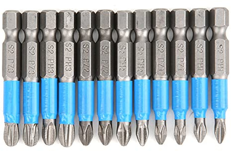 12 Pezzi Punte per Cacciavite,Magnetiche a Croce Pozidriv da 1/4,con Codolo Esagonale,PZ1 PZ2 PZ3 PH1 PH2 PH3 Multifunzione a Fessura Viti a Croce,Accessori per Trapano e Cacciavite
