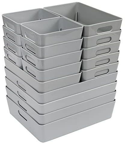 Schubladen Ordnungssystem 6cm hoch 18 Teile 3 Größen 60x75cm Schublade grau