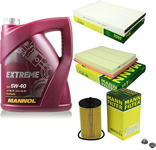 EISENFELS Filter Set Inspektionspaket erstellt mit 5 L Motoröl MANNOL Extreme 5W-40, MANN-FILTER Ölfilter, Luftfilter, Innenraumfilter, Dichtring