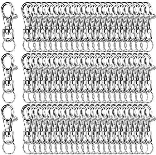 LEOBRO 240Stück Schlüsselring, Schlüsselanhänger, Karabiner und Schlüsselringe, Karabinerhaken für Schlüsselbund, Silber