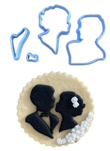 Tagliabiscotti.it - Sposi - Siluette visi Sposa + Sposo - Matrimonio - Fidanzamento - Cookies Cutter - Formina per Biscotti e PDZ - Cutter - 6cm