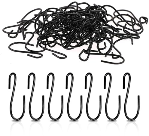 Mozeat Lens 60 PCS S Hooks - Mini S Hooks, Iron Wire Hook Hanger for Hanging Jewelry, Small Kitchenware, Potted Plants, Black