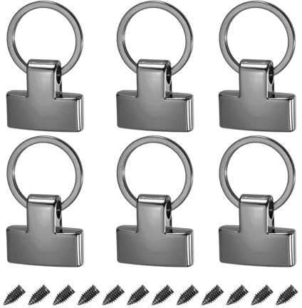 QUARKZMAN 6 Stück O Ring Nieten 22mm Schlüsselanhänger Hardware mit 20mm ID Schlüsselring Geldbörsen Taschenzubehör zum Nähen für Leder Handwerk Hängende Lanyards, Metallisch schwarz | Mit 20 mm Hardware, für Tasche Ring Schlüsselanhänger für Autoschlüsselanhänger, hängen
