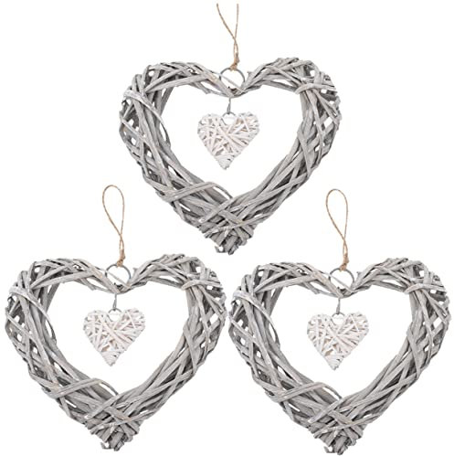 3pcs Heart Craft Hanging Xmas Door Wreath Wedding Heart Wicker Wreath Rattan Wicker Shaped Grapevine Christmas Tree Handicrafts Willow