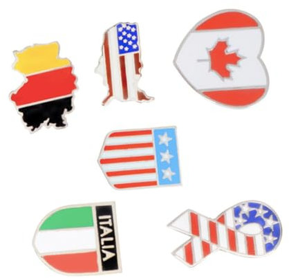 PACKOVE 6stücke Teiliges Kreative Broschen Mit Weltkarten Und Länderflaggen-design Einzigartige Anstecknadeln Für Kostümrequisiten Dekoration Für Partys Und Bankette Gemischter Stil
