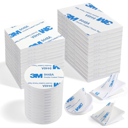 Double Face Extra Fort,Adhesif Puissant Ruban Mousse 25 Pièces Carrés,25 Pièces Ronds et 10 Pièces Rectangulaires Sur le Sol, Portes,Plastiques, Verres et Métal Noir Patin Adhésif de Montage(Blanc)