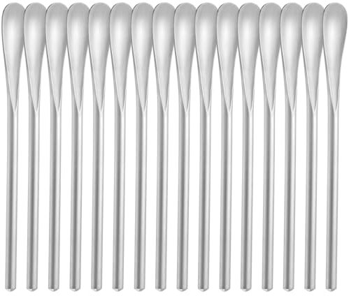 luvtree Kaffee-Rührlöffel, wiederverwendbar, Cocktail-Rührlöffel, Eistee, 12,8 cm, silberfarben, 16 Stück