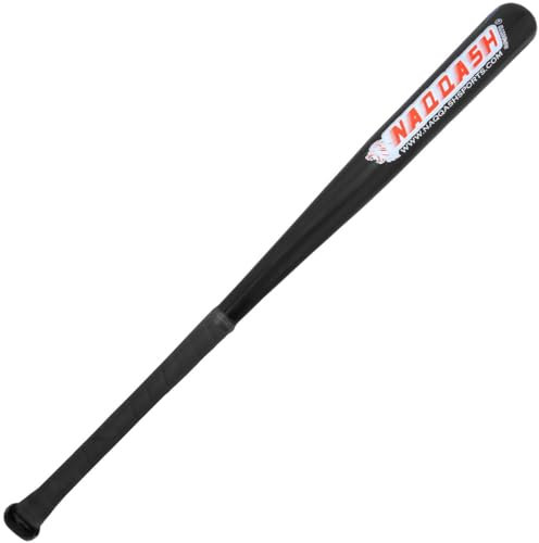 Naqqash sports 84 cm Selbstverteidigungs-Baseballschläger, schwarzes Schaft und Griff, Buchenholz für Jugendliche und Erwachsene, 510 g & 5,7 cm Fass, nur zur Selbstverteidigung