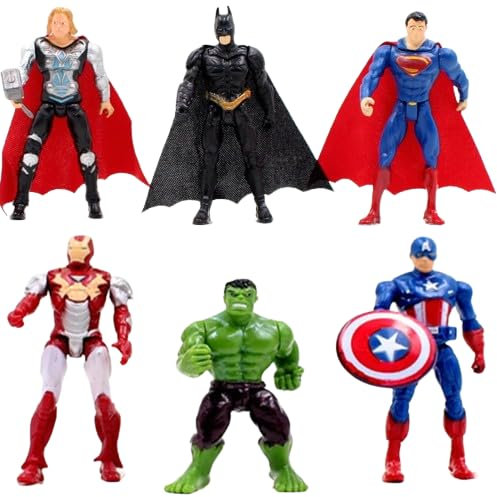 6pcs Superhero Action Figures Set - Party Supplies and Bag Fillers for Kids - Gift Toys with Children's Action Figures
