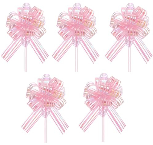 RIVIEVAL 5 Lazos, Lazos de 4 Pulgadas para Envolver Regalos, Lazos Rosas para Envolver Regalos, Lazos Grandes para Envolver Regalos, Cinta de Boda para Envolver Regalos
