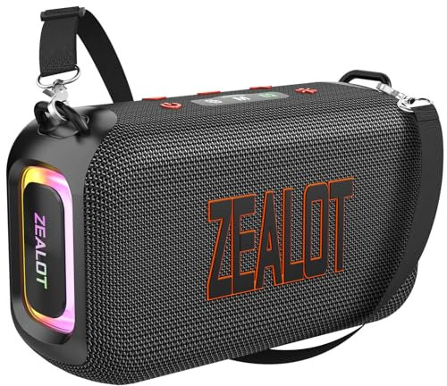 ZEALOT Cassa Bluetooth con luce LED,Altoparlante Portatile da 50W,Bassi Stereo Potenti, Bluetooth 5.3,Impermeabile IPX6,Doppio Accoppiamento,EQ,porta AUX,USB,scheda TF,per Casa/Piscina/Spiaggia/Party